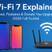 Wi-Fi 7 technology concept showing high-speed wireless internet connection with modern devices