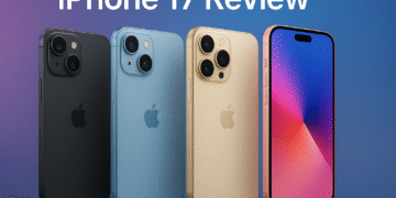 Four iPhone 17 models showcasing new 2025 design, camera upgrades, and color options