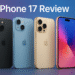 Four iPhone 17 models showcasing new 2025 design, camera upgrades, and color options