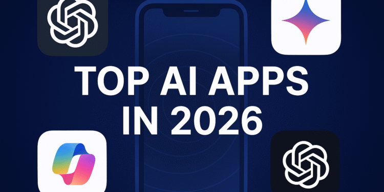 Feature image showing logos of popular AI apps for 2026 including productivity, creativity, and chat-based AI tools
