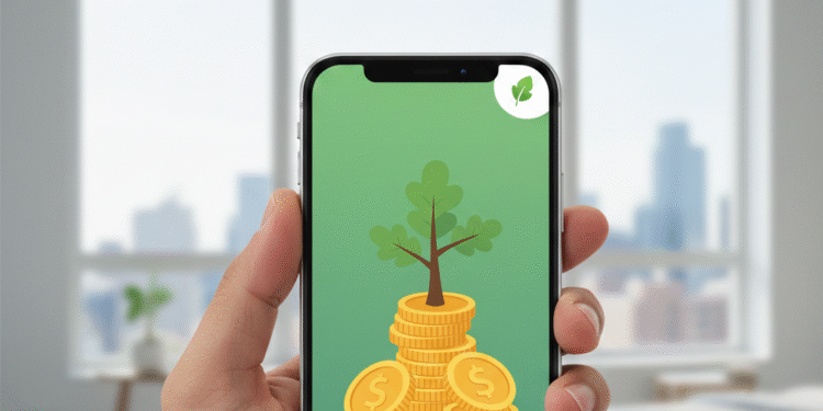Acorns investing dashboard showing round-up savings and automated portfolio growth.