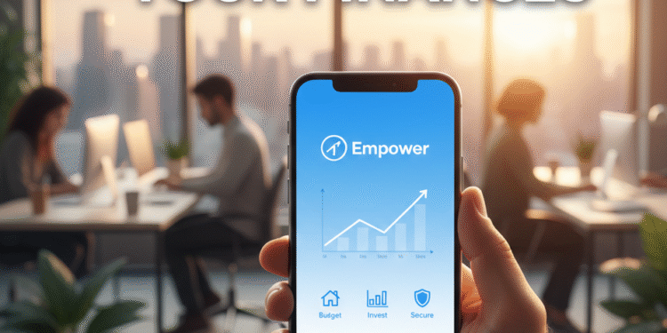 Empower dashboard showing retirement tracking, 401(k) analysis, and investment overview.
