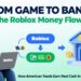 Infographic showing American teen earning real money from Roblox game development, with virtual to cash flow visualization for parents guide 2026