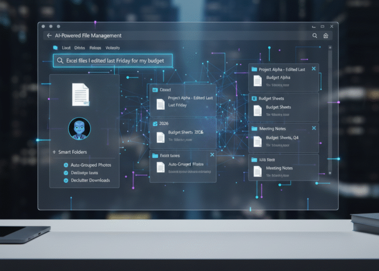 indows 12 File Explorer with AI smart search and clutter reduction features.